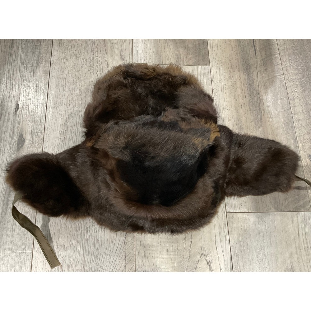 Vintage Russian Ushanka Genuine Fur Trapper‎ Hat Brown Ear Flap mink